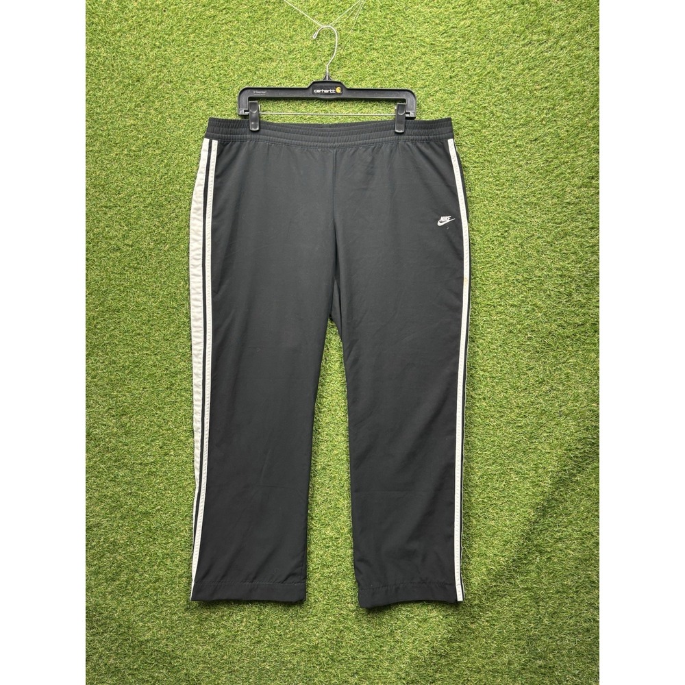 Nike Track Pants Womens Large 12/14 White Stripes Polyester Running Sports y2k